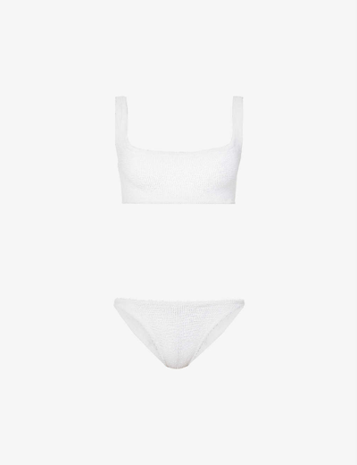 Shop Hunza G Xandra Crinkled Bikini Set In White