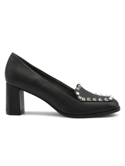 Shop Adrienne Vittadini Women's Vatner Studded Block Heel Pumps In Black