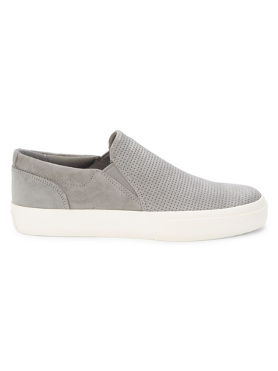 Shop Vince Men's Suede Perforated Slip On Sneakers In Grey
