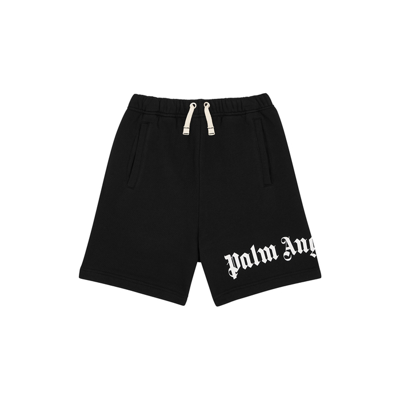 Shop Palm Angels Kids Black Logo-print Cotton Shorts (4-10 Years)