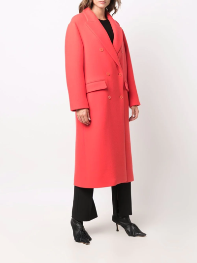 P.a.r.o.s.h Felted Knit Double-breast Coat In Red
