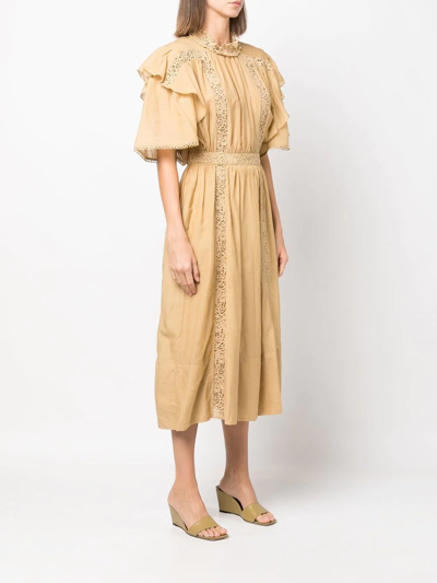 Shop Isabel Marant Étoile Galina Guipure Lace-trim Dress In Nude