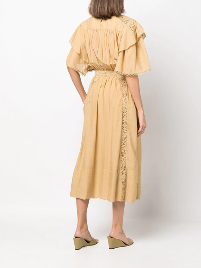 Isabel Marant Étoile Neutral Galina Ruffle Midi Dress In Nude