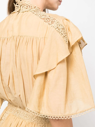 Isabel Marant Étoile Neutral Galina Ruffle Midi Dress In Nude