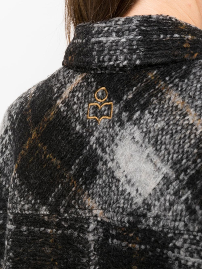 Shop Isabel Marant Étoile Checked Wool-blend Felt Overshirt In Black