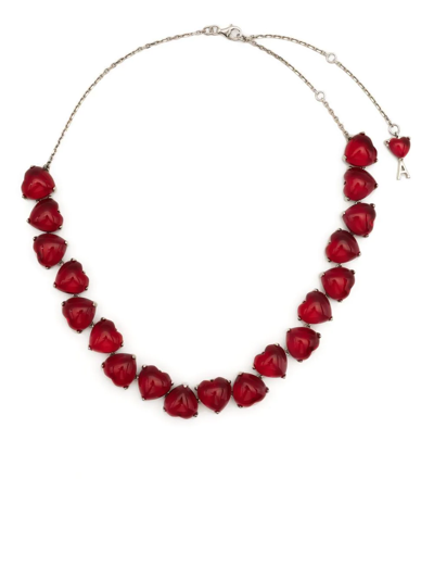 Shop Ami Alexandre Mattiussi Heart-beads Silver Necklace