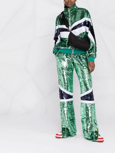 Shop Philipp Plein Sequin Embellished Tracksuit In Green