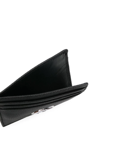 Diesel Logo-plaque Leather Cardholder In Schwarz