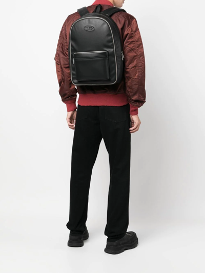 Diesel Embossed-logo Backpack In Schwarz