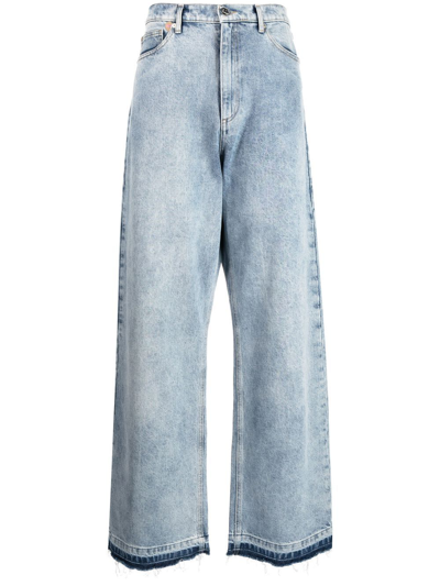 Shop Natasha Zinko Heart-pocket Wide-leg Jeans In Blue