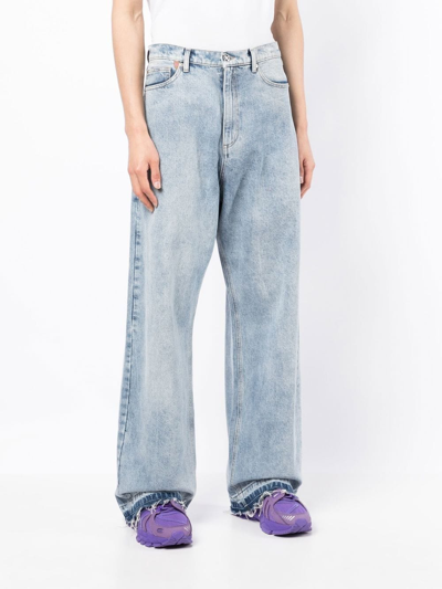 Natasha Zinko Heart-pocket Wide-leg Jeans In Blue
