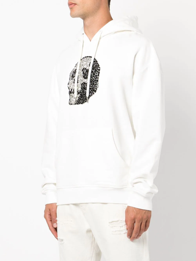 God's Masterful Children Crystal-skull Drawstring Hoodie In White