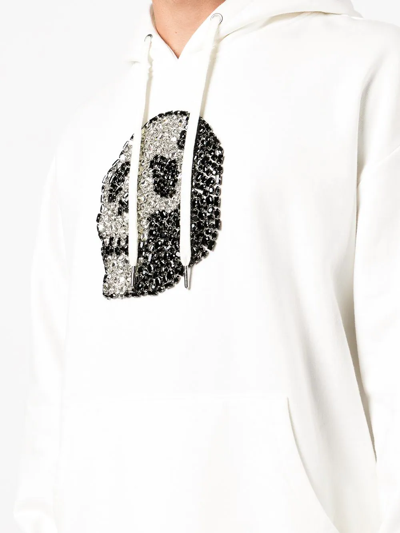 Shop God's Masterful Children Crystal-skull Drawstring Hoodie In White