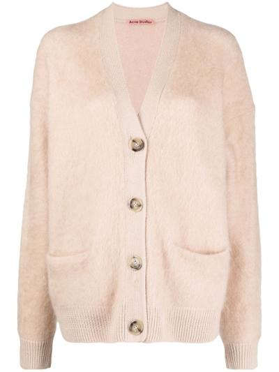 Shop Acne Studios Wool-mohair Knit Cardigan In Nude