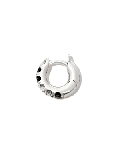 Spinelli Kilcollin 18kt White Gold Mini Mezzo Diamond Hoop Earring In Silver