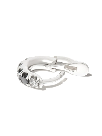 Spinelli Kilcollin 18kt White Gold Mini Mezzo Diamond Hoop Earring In Silver