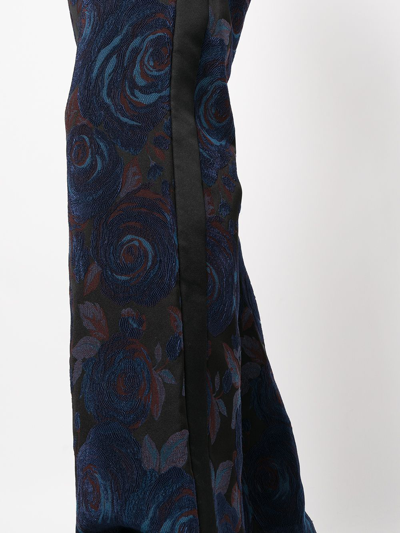 Shop Rosetta Getty Tuxedo Floral-print Trousers In Blue