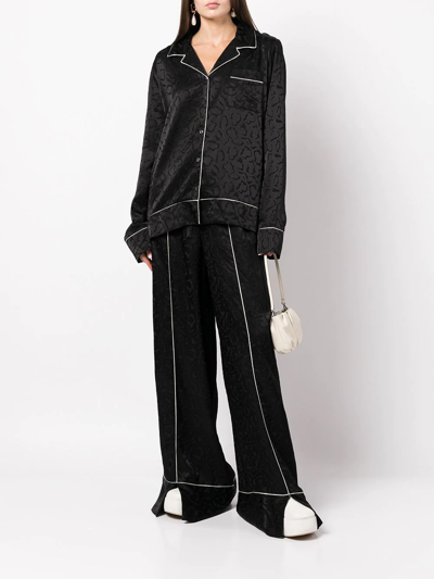 Shop Rosetta Getty Jacquard Pyjama Trousers In Black