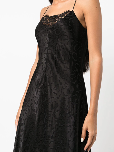 Shop Rosetta Getty Lace-trim Jacquard Slip Dress In Black