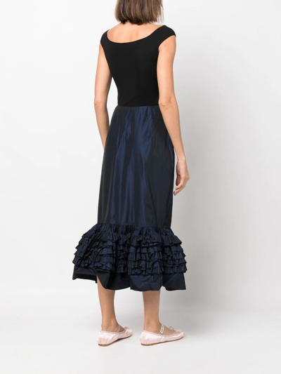Molly Goddard Elise Frill Hem Taffeta Midi Skirt In Blau