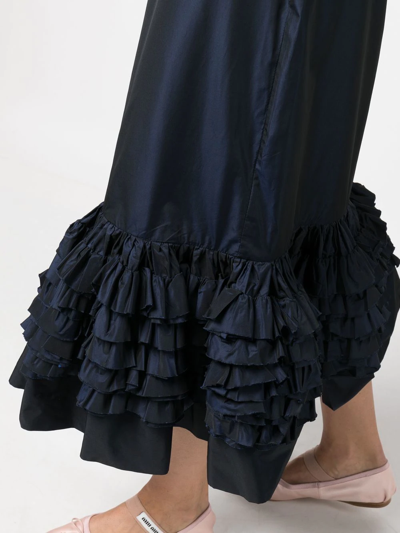 Molly Goddard Elise Frill Hem Taffeta Midi Skirt In Blau