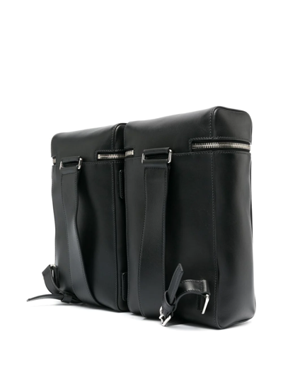 Shop Prada Double Leather Backpack In Schwarz