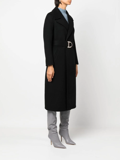 Shop Maje Belted Double-faced Coat In Black