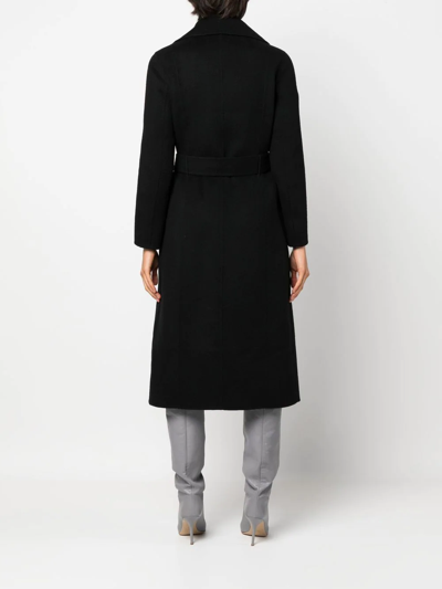 Shop Maje Belted Double-faced Coat In Black