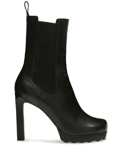 Shop Off-white Leather Heeled Boots In Schwarz