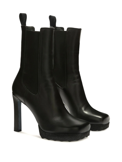 Shop Off-white Leather Heeled Boots In Schwarz