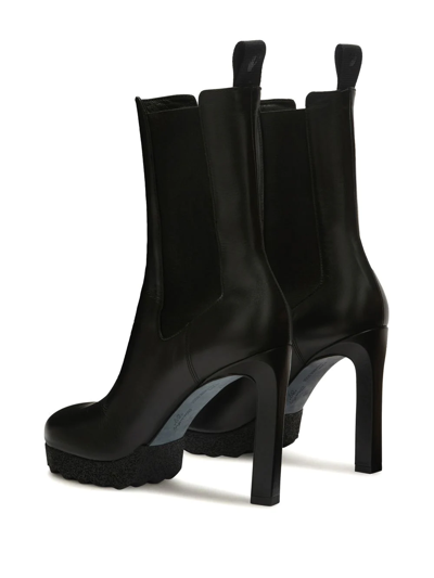 Off-white Calf Leather Sponge Heel Boots In Schwarz
