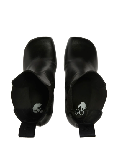 Off-white Calf Leather Sponge Heel Boots In Schwarz