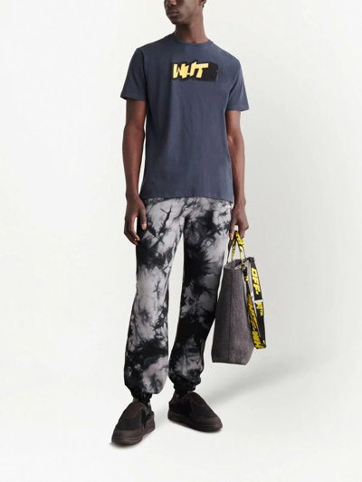 Off-white Graffiti Logo-patch Blue T-shirt In Blau