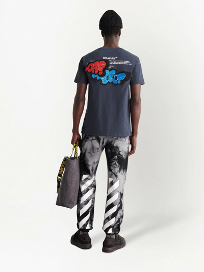 Off-white Graffiti Logo-patch Blue T-shirt In Blau