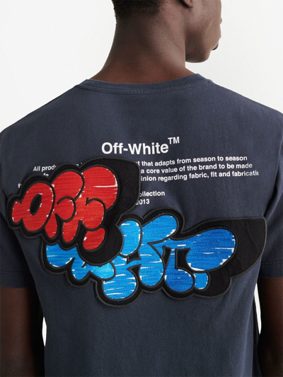 Off-white Graffiti Logo-patch Blue T-shirt In Blau