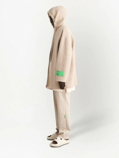 Shop Off-white Hooded Zip-up Jacket In Neutrals