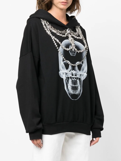 Philipp Plein X-ray Crystal-embellished Hoodie In Black
