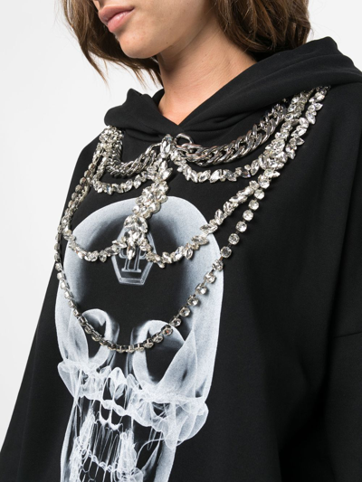 Philipp Plein X-ray Crystal-embellished Hoodie In Black