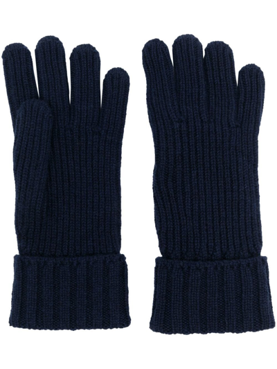 Shop Woolrich Cashmere Ribbed Gloves In Blau