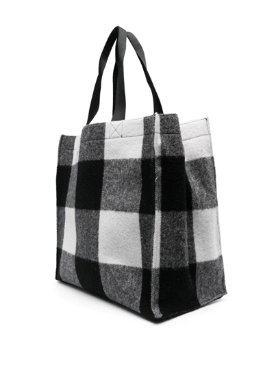 Shop Woolrich Logo-print Check Tote Bag In Schwarz