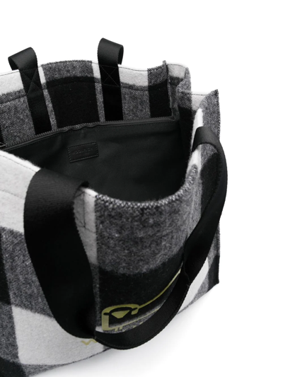 Woolrich Logo-print Check Tote Bag In Schwarz