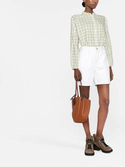 Woolrich Checked Cotton Blouse In Grün