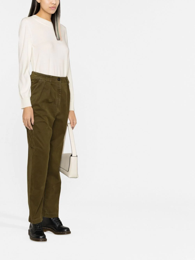 Shop Woolrich High-waisted Straight-leg Jeans In Green