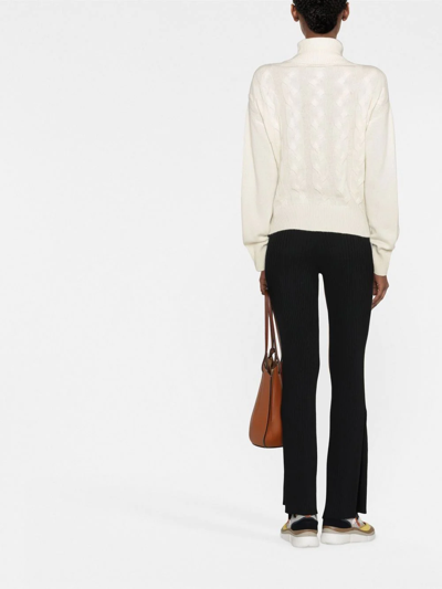 Shop Woolrich Turtleneck Cable-knit Jumper In Weiss