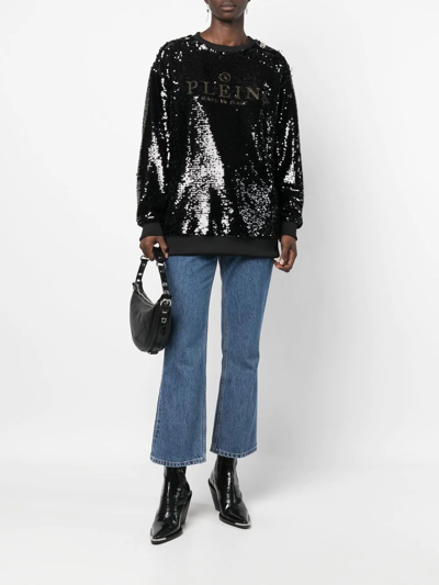 Philipp Plein Sequin-embellished Sweatshirt In Black
