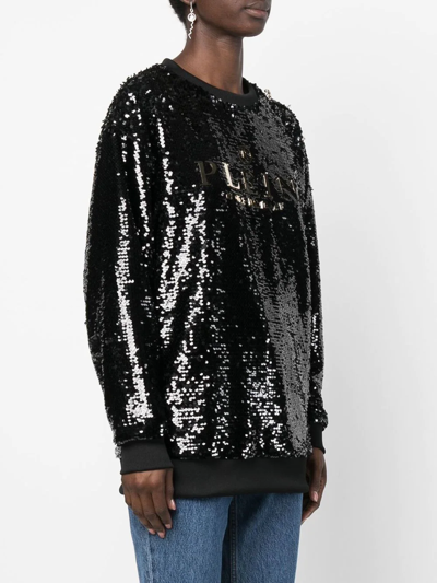 Philipp Plein Sequin-embellished Sweatshirt In Black