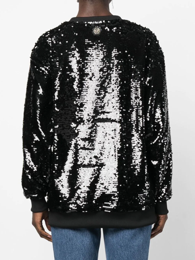 Philipp Plein Sequin-embellished Sweatshirt In Black