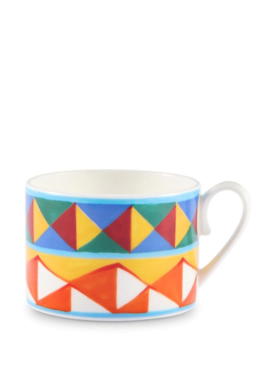 Dolce & Gabbana Caretto-pattern Porcelain Tea-set In Orange