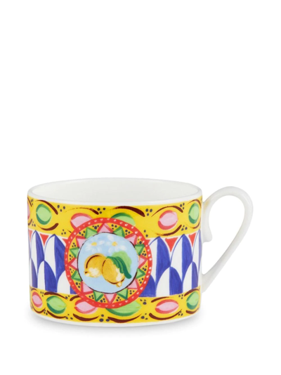 Shop Dolce & Gabbana Fico D'india Lemon-pattern Porcelain Tea-set In Gelb