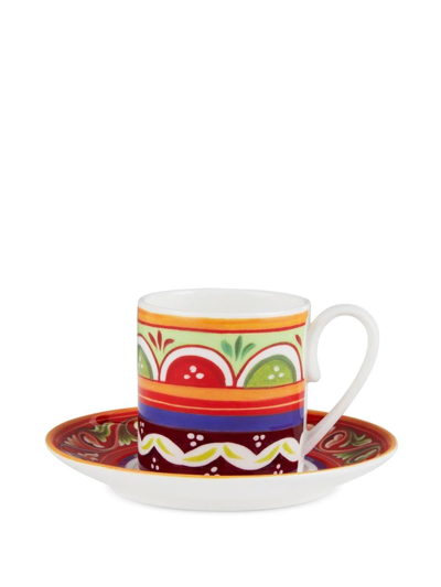 Dolce & Gabbana Geometric-pattern Porcelain Espresso-set In Rot
